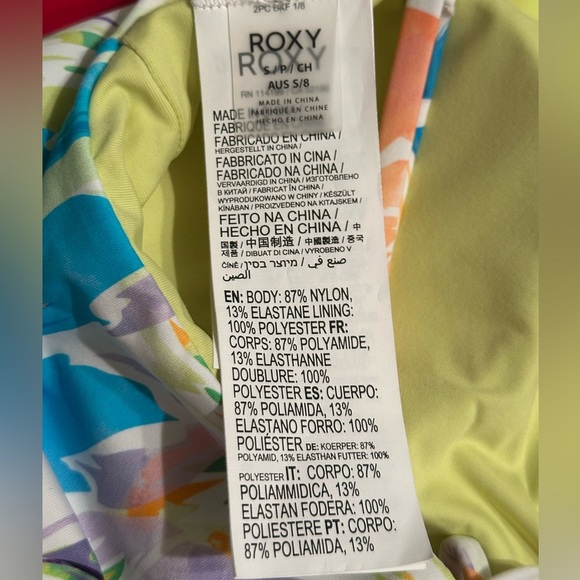 Roxy Printed Beach Classics Crop Bikini reversible Top Snow White Pualani Combo - Picture 4 of 10